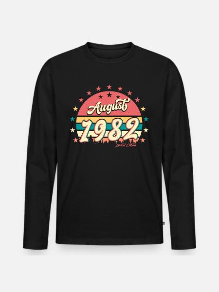 40e anniversaire août 1982 - T-shirt manches longues Premium bio Homme - noir