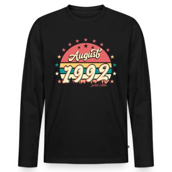 A l’âge de 30 août 1992 - T-shirt manches longues Premium bio Homme - noir - Devant - Nico (187cm)