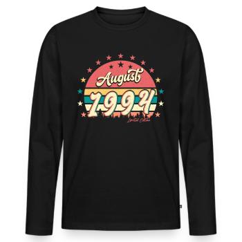 Baujahr 1994 Im August - Männer Premium Bio Langarmshirt - Schwarz - Vorne - Nico (187cm)