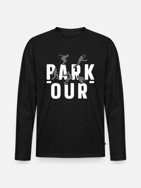 Parkour Freies Laufen Traceur Freestyle Sport - Männer Premium Bio Langarmshirt - Schwarz
