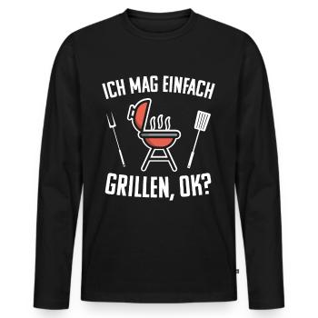 Grill Grillen Humorvoller Spruch - Männer Premium Bio Langarmshirt - Schwarz - Vorne - Nico (187cm)