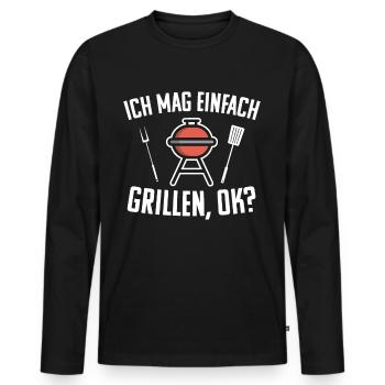 Grill Grillen Witziger Spruch - Männer Premium Bio Langarmshirt - Schwarz - Vorne - Nico (187cm)