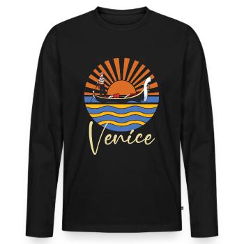 Venice Gondola Northern Italy Lagoon Grand Canal - Men's Premium Organic Long Sleeve Shirt - black - Front - Nico (187cm)