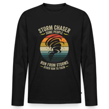 Storm Hunter Tornadoes Storm Chaser Gift - Men's Premium Organic Long Sleeve Shirt - black - Front - Nico (187cm)