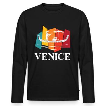 Venice Retro Canal Grande Italy Romance - Men's Premium Organic Long Sleeve Shirt - black - Front - Nico (187cm)