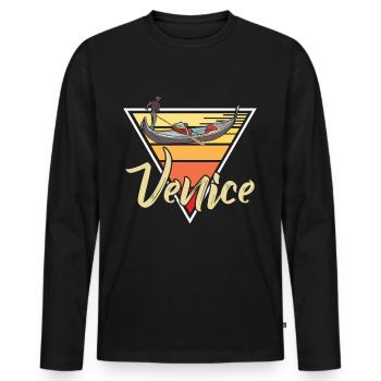 Italie Venise Gondole Grand Canal Romance - T-shirt manches longues Premium bio Homme - noir - Devant - Nico (187cm)