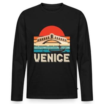Venice Grand Canal Gondola Northern Italy - Men's Premium Organic Long Sleeve Shirt - black - Front - Nico (187cm)