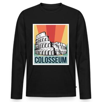 Colosseum Rétro Gladiateur Duel Romain - T-shirt manches longues Premium bio Homme - noir - Devant - Nico (187cm)