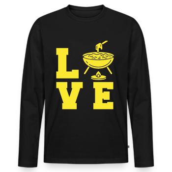 Fondue LOVE Cheese Alpes Suisse - T-shirt manches longues Premium bio Homme - noir - Devant - Nico (187cm)