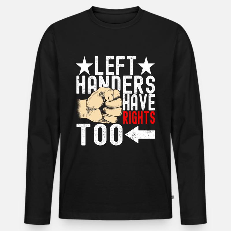 Linkshänder - Männer Premium Bio Langarmshirt - Schwarz