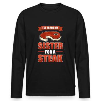 Grillen Grill BBQ Grillieren Steak Grillparty Gril - Männer Premium Bio Langarmshirt - Schwarz - Vorne - Nico (187cm)