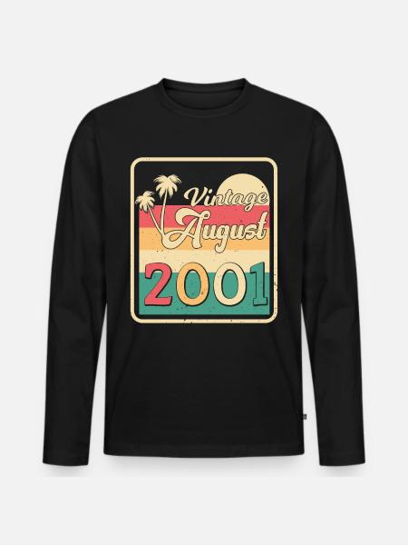 2001 Août Rétro - T-shirt manches longues Premium bio Homme - noir