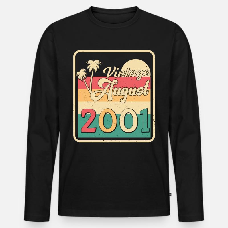 2001 August Retro - Männer Premium Bio Langarmshirt - Schwarz