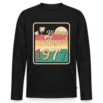Born 1977 in August - Men's Premium Organic Long Sleeve Shirt - black - Front - Nico (187cm)