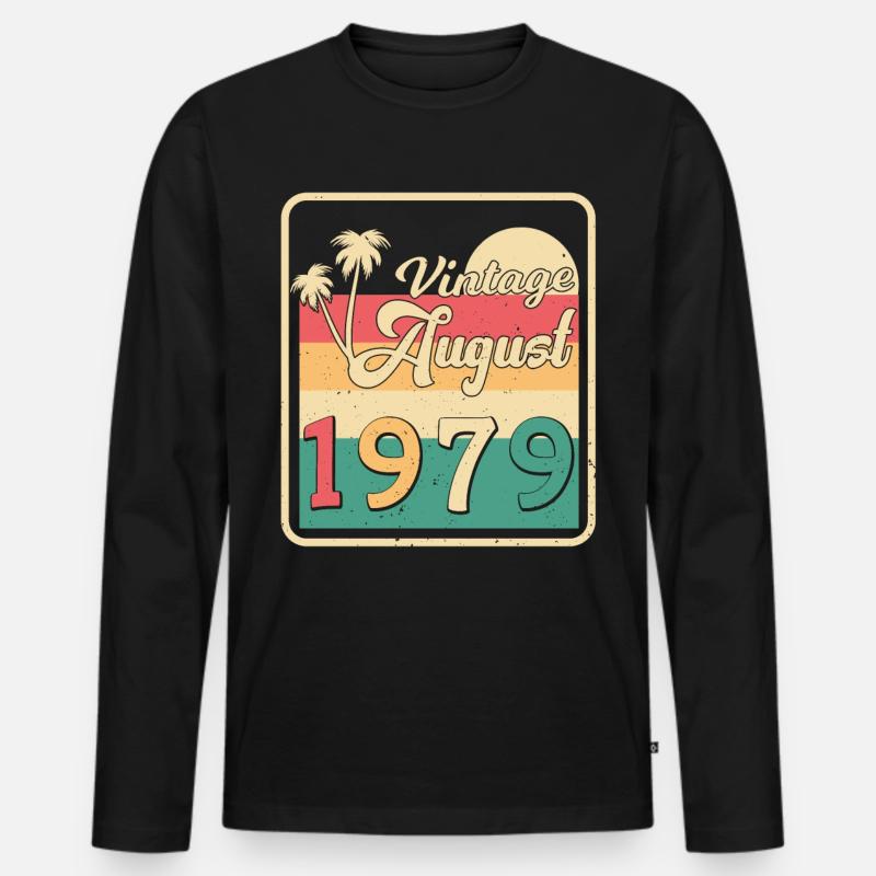 1979 August Geschenkidee - Männer Premium Bio Langarmshirt - Schwarz