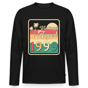 1999 August Retro - Männer Premium Bio Langarmshirt - Schwarz - Vorne - Nico (187cm)