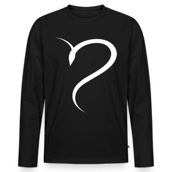 Halbes Weises Herz Simpel - Männer Premium Bio Langarmshirt - Schwarz - Vorne - Nico (187cm)