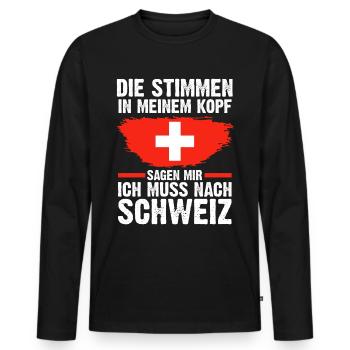 Schweiz Schweizer - Männer Premium Bio Langarmshirt - Schwarz - Vorne - Nico (187cm)