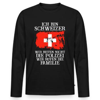 Schweiz Schweizer - Männer Premium Bio Langarmshirt - Schwarz - Vorne - Nico (187cm)