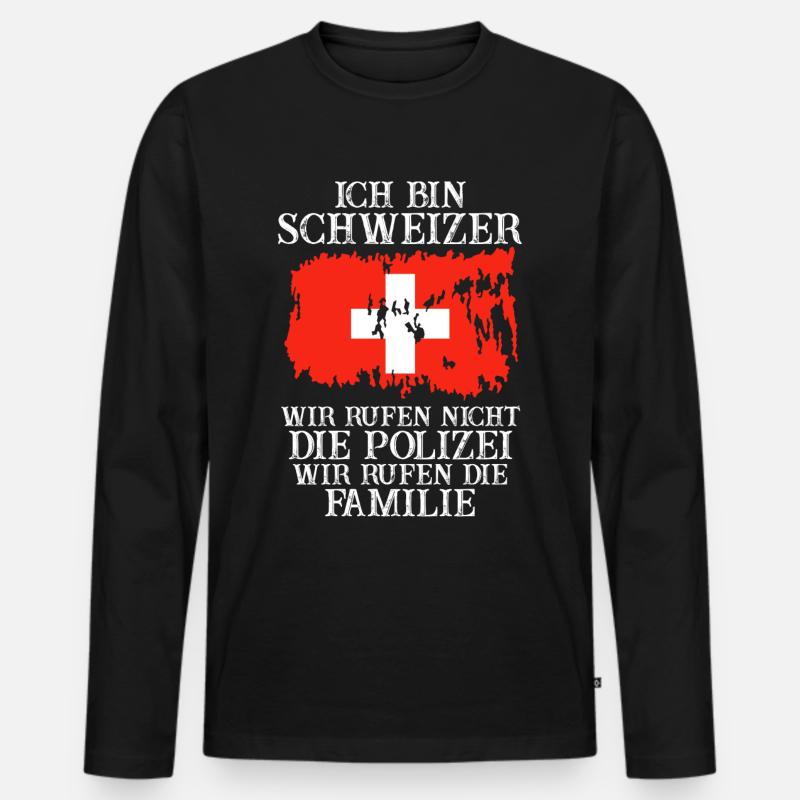 Schweiz Schweizer - Männer Premium Bio Langarmshirt - Schwarz