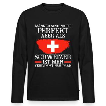 Schweiz Schweizer - Männer Premium Bio Langarmshirt - Schwarz - Vorne - Nico (187cm)