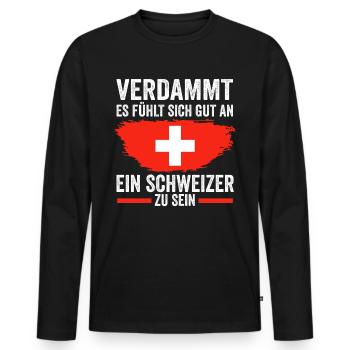 Schweiz Schweizer - Männer Premium Bio Langarmshirt - Schwarz - Vorne - Nico (187cm)