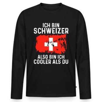 Schweiz Schweizer - Männer Premium Bio Langarmshirt - Schwarz - Vorne - Nico (187cm)