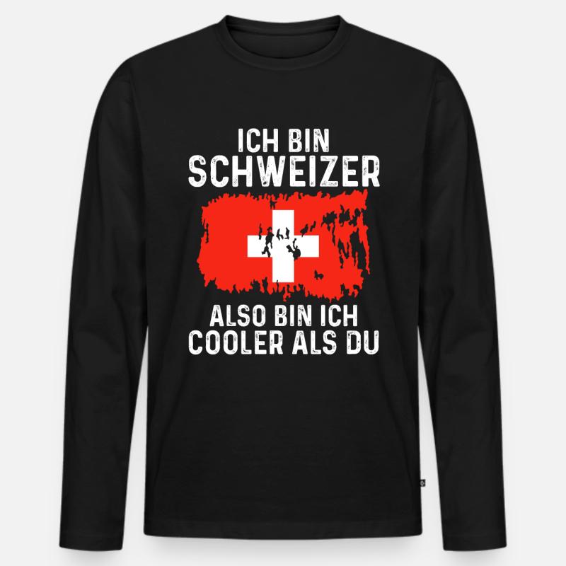 Schweiz Schweizer - Männer Premium Bio Langarmshirt - Schwarz