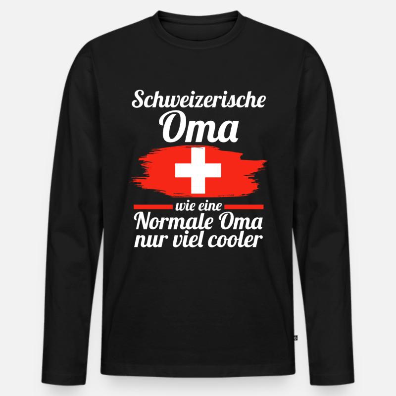 Schweizerin Schweizer Oma Schweiz - Männer Premium Bio Langarmshirt - Schwarz
