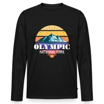 Olymp Nationalpark Gebirge Washington Wandern - Männer Premium Bio Langarmshirt - Schwarz - Vorne - Nico (187cm)