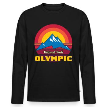 National Park Olymp Gebirge Washington - Männer Premium Bio Langarmshirt - Schwarz - Vorne - Nico (187cm)