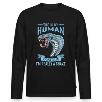 Schlangen Kostüm Kobra Schlange Boa - Männer Premium Bio Langarmshirt - Schwarz - Vorne - Nico (187cm)