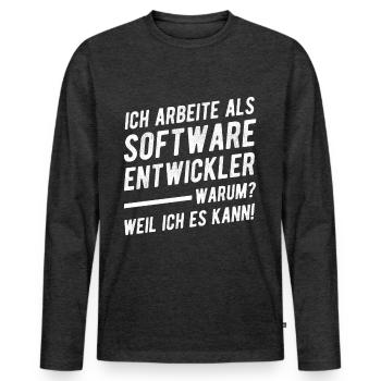 Softwareentwickler Geschenkidee - Männer Premium Bio Langarmshirt - Anthrazit meliert - Vorne - Nico (187cm)