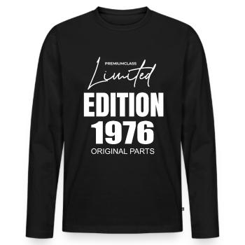Limited Edition 1976 - Männer Premium Bio Langarmshirt - Schwarz - Vorne - Nico (187cm)