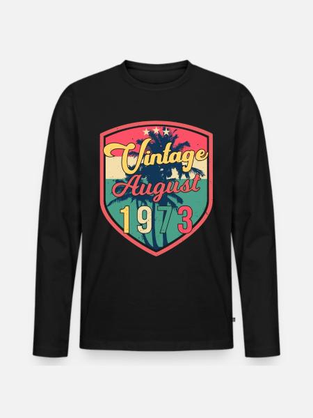 1973 August Retro - Men's Premium Organic Long Sleeve Shirt - black