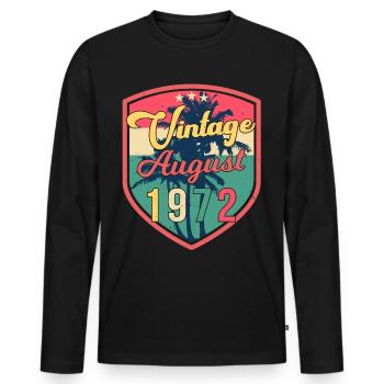 August 1972 50tes Lebensjahr - Männer Premium Bio Langarmshirt - Schwarz - Vorne - Nico (187cm)