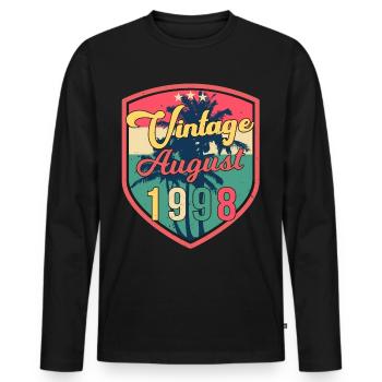Meilleur mois de naissance Août 1998 - T-shirt manches longues Premium bio Homme - noir - Devant - Nico (187cm)