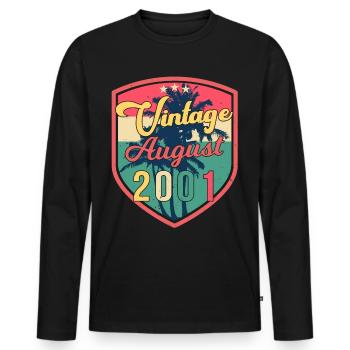 Meilleur mois de naissance Août 2001 - T-shirt manches longues Premium bio Homme - noir - Devant - Nico (187cm)