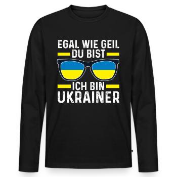Ukrainer Ukrainisches Ukraine - Männer Premium Bio Langarmshirt - Schwarz - Vorne - Nico (187cm)