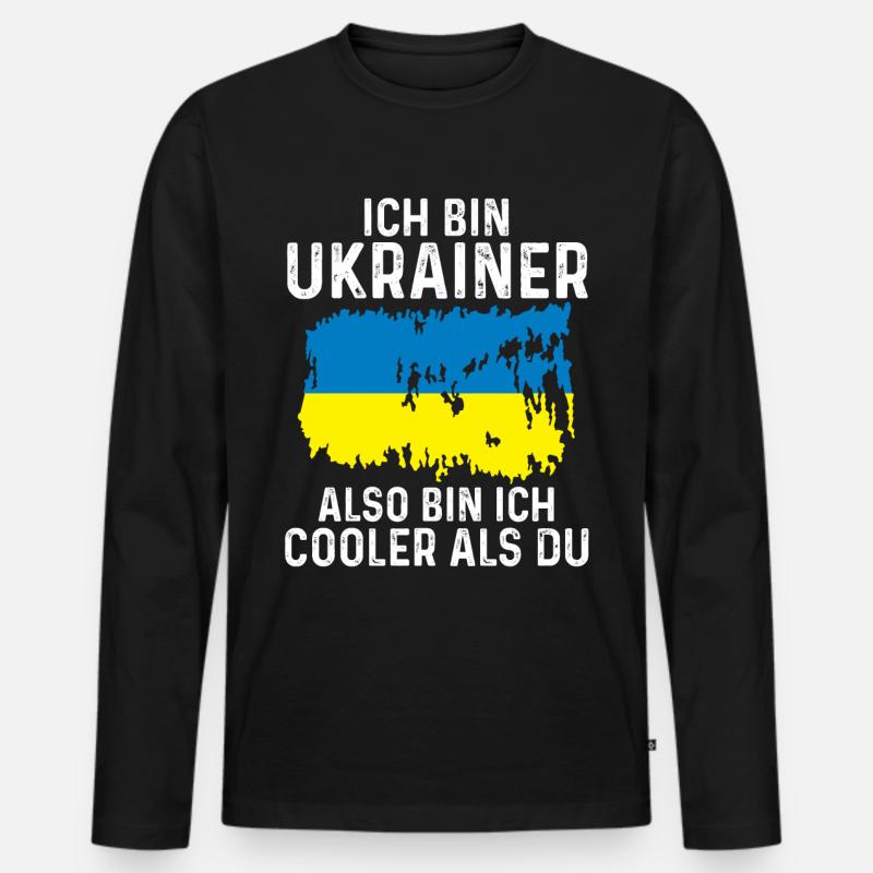 Ukraine Ukrainer Ukrainisches - Männer Premium Bio Langarmshirt - Schwarz