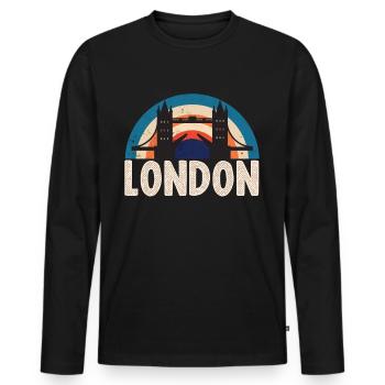 London Tower Bridge Angleterre Tamise - T-shirt manches longues Premium bio Homme - noir - Devant - Nico (187cm)