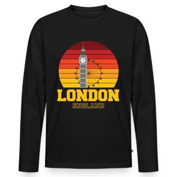 London England Big Ben London Eye - Men's Premium Organic Long Sleeve Shirt - black - Front - Nico (187cm)
