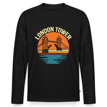 Londres Tower Thames Royaume-Uni Angleterre - T-shirt manches longues Premium bio Homme - noir - Devant - Nico (187cm)