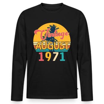 Geboren Im August 1971 - Männer Premium Bio Langarmshirt - Schwarz - Vorne - Nico (187cm)