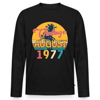 1977 August Retro - Männer Premium Bio Langarmshirt - Schwarz - Vorne - Nico (187cm)