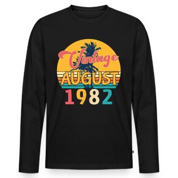 40e anniversaire août 1982 - T-shirt manches longues Premium bio Homme - noir - Devant - Nico (187cm)