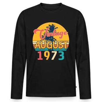 1973 August Vintage - Men's Premium Organic Long Sleeve Shirt - black - Front - Nico (187cm)