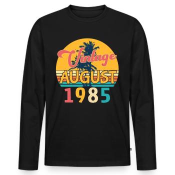 Année de construction 1985 en août - T-shirt manches longues Premium bio Homme - noir - Devant - Nico (187cm)
