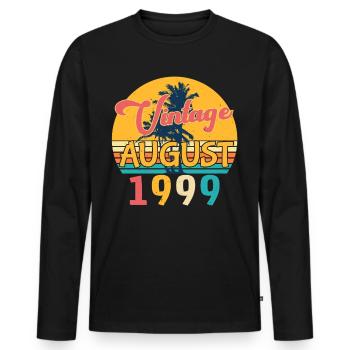 Année de naissance 1999 En août - T-shirt manches longues Premium bio Homme - noir - Devant - Nico (187cm)