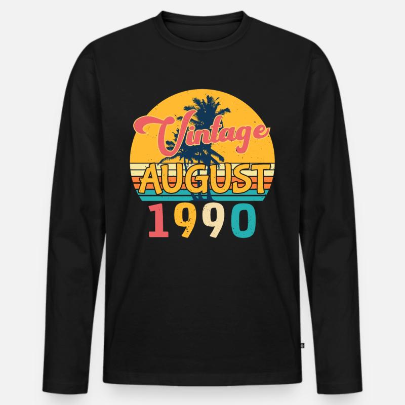 August 1990 Geschenkidee - Männer Premium Bio Langarmshirt - Schwarz